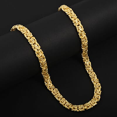 14K YG Over Sterling Silver Byzantine Necklace 20 Inches 46.5 Grams
