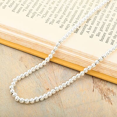 Sterling Silver Loose Beads Necklace 20 Inches 17 Grams