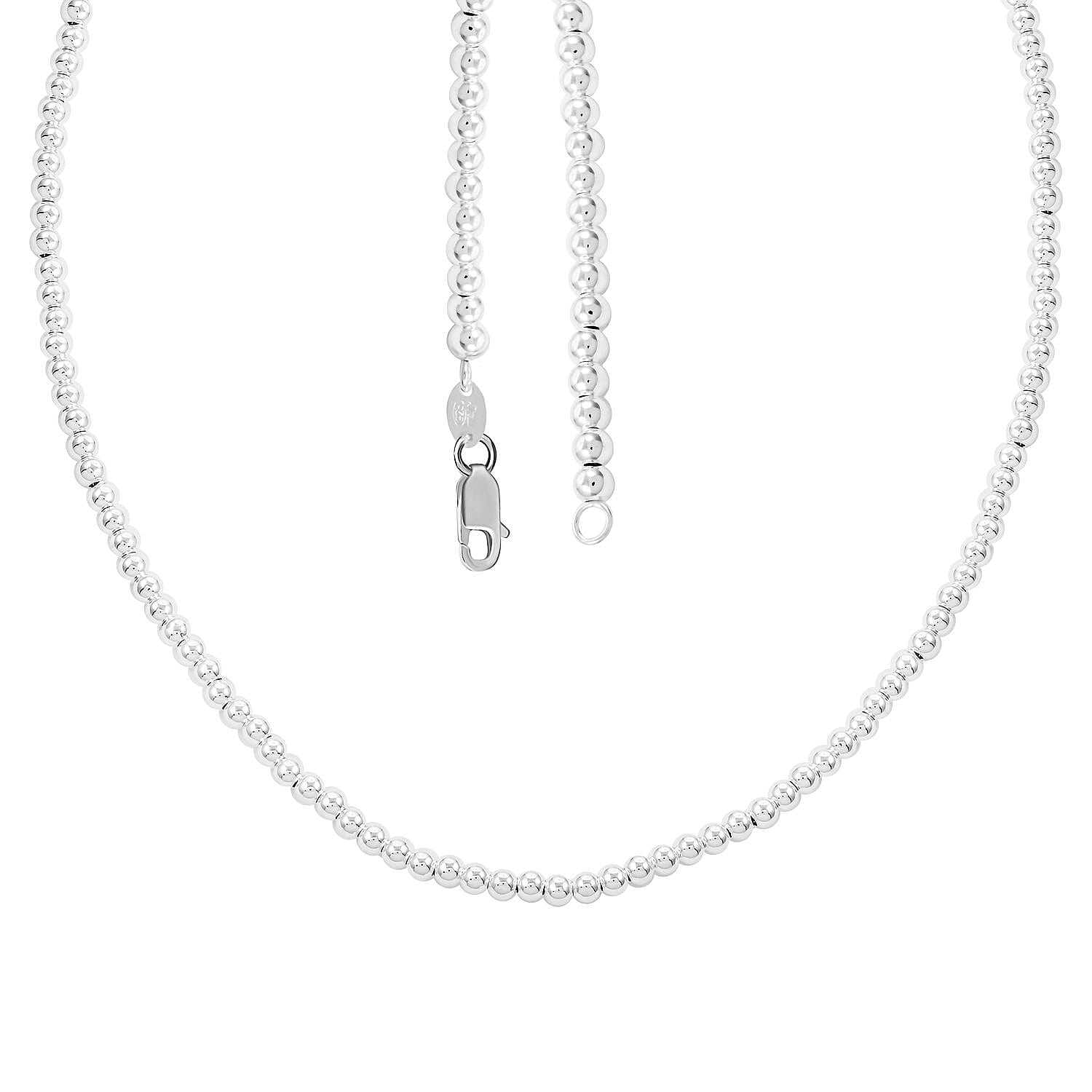 Sterling Silver Loose Beads Necklace 20 Inches 17 Grams