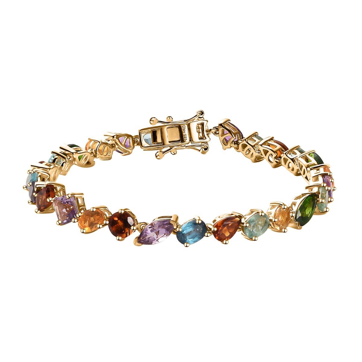 Multi Gemstone 11.75 ctw Rainbow Meadow Bracelet in Vermeil Yellow Gold Over Sterling Silver (6.50 In) image number 0