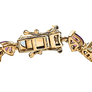 D'Joy Multi Gemstone 11.75 ctw Rainbow Meadow Bracelet in Vermeil Yellow Gold Over Sterling Silver (6.50 In)