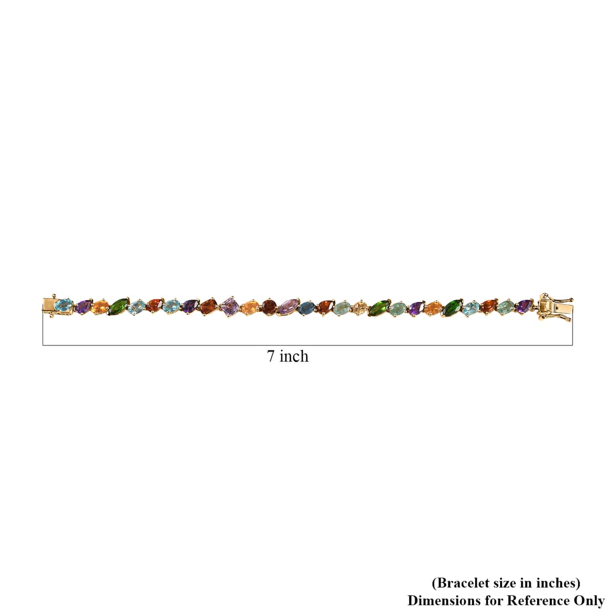 Multi Gemstone 11.75 ctw Rainbow Meadow Bracelet in Vermeil Yellow Gold Over Sterling Silver (6.50 In) image number 4