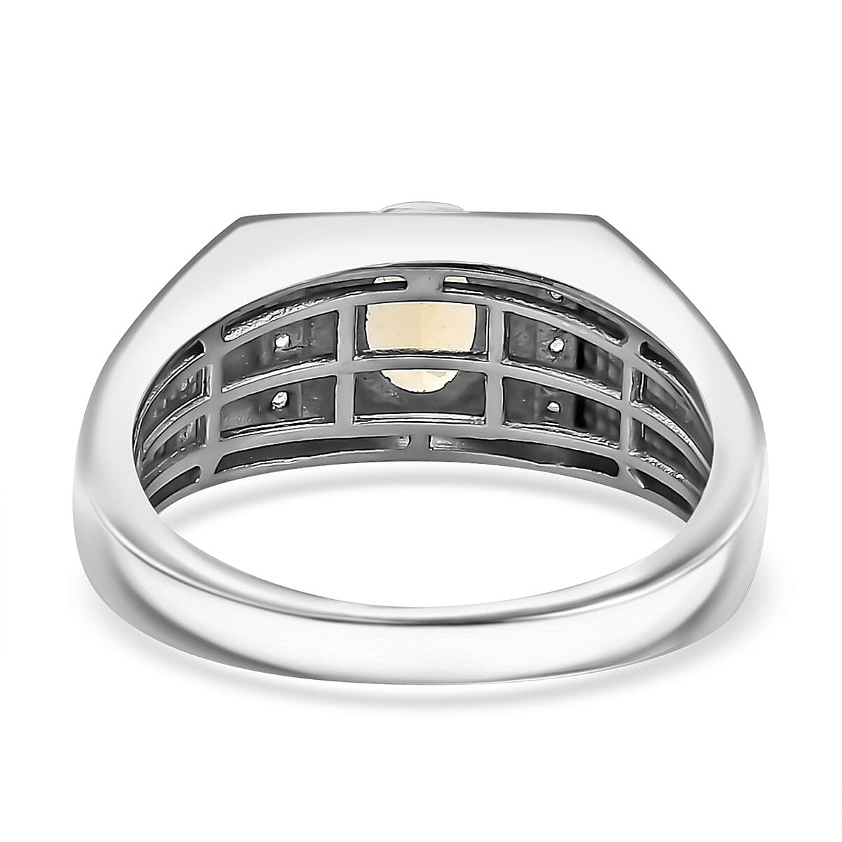 Brazilian Heliodor and White Zircon Men's Ring in Platinum Over Sterling Silver (Size 14.0) 0.85 ctw image number 4