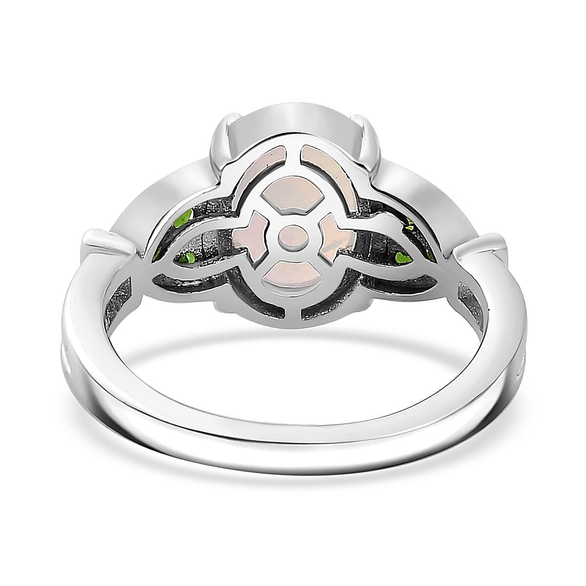 Premium Ethiopian Welo Opal and Chrome Diopside Ring in Platinum Over Sterling Silver (Size 9.0) 1.35 ctw image number 5