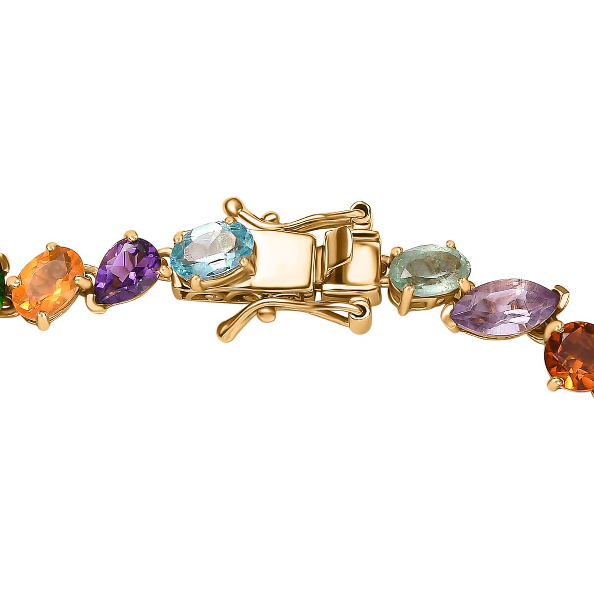 Multi Gemstone 14.85 ctw Rainbow Meadow Bracelet in Vermeil Yellow Gold Over Sterling Silver (8.00 In) image number 3