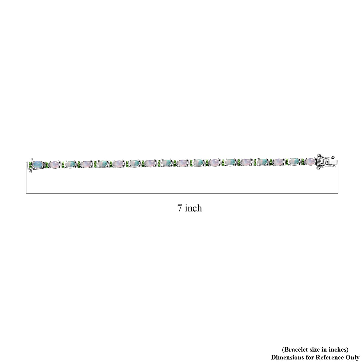 Premium Ethiopian Welo Opal and Chrome Diopside Bracelet in Platinum Over Sterling Silver (6.50 In) 6.35 ctw image number 5