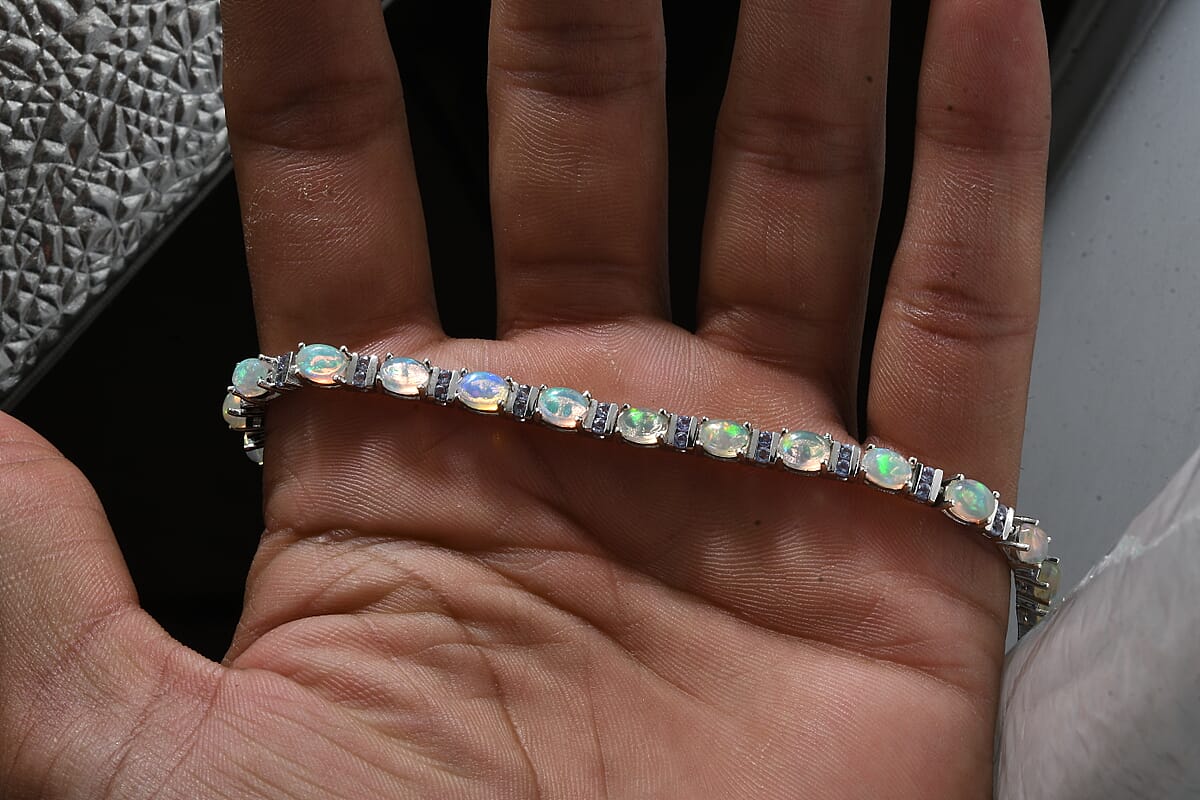 Premium Ethiopian Welo Opal and Chrome Diopside Bracelet in Platinum Over Sterling Silver (7.25 In) 7.40 ctw image number 5