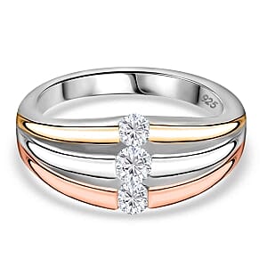 Moissanite 0.37 ctw 3 Stone Ring in Sterling Silver (Size 11.5)