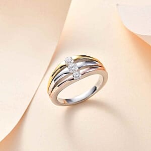 Moissanite 0.37 ctw 3 Stone Ring in Sterling Silver (Size 11.5)