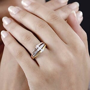 Moissanite 0.37 ctw 3 Stone Ring in Sterling Silver (Size 11.5)