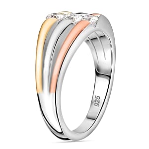 Moissanite 0.37 ctw 3 Stone Ring in Sterling Silver (Size 11.5)