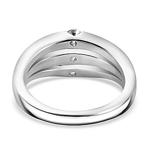 Moissanite 0.37 ctw 3 Stone Ring in Sterling Silver (Size 11.5)
