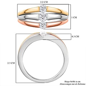 Moissanite 0.37 ctw 3 Stone Ring in Sterling Silver (Size 11.5)