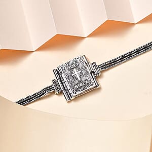 D'Joy Black Oxidized Sterling Silver Openable Bible Cross Bracelet (6.50-8.0In) 14.75 Grams