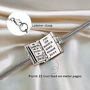 D'Joy Black Oxidized Sterling Silver Openable Bible Cross Bracelet (6.50-8.0In) 14.75 Grams