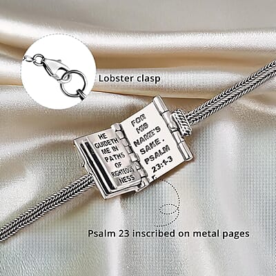 D'Joy Black Oxidized Sterling Silver Openable Bible Cross Bracelet (6.50-8.0In) 14.75 Grams