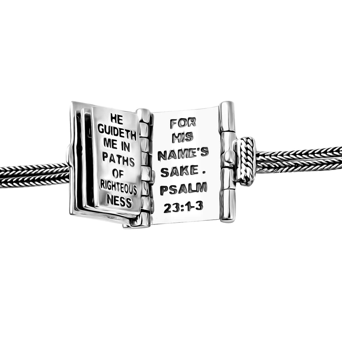Black Oxidized Sterling Silver Bible Cross Bracelet (6.50-8.0In) 14.75 Grams image number 5