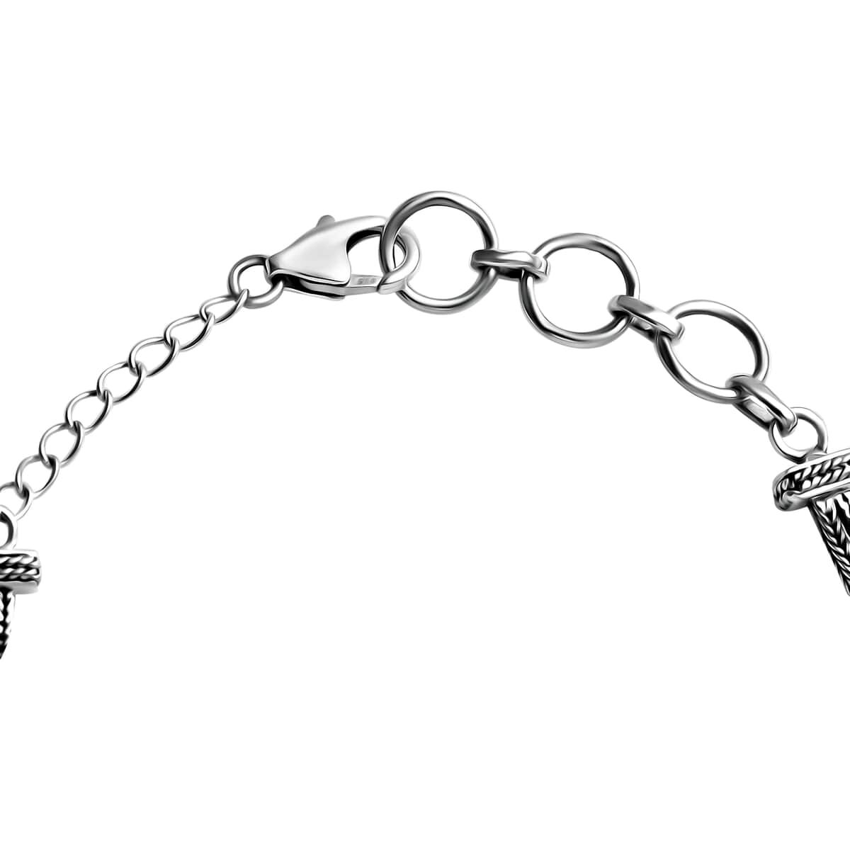 Black Oxidized Sterling Silver Bible Cross Bracelet (6.50-8.0In) 14.75 Grams image number 6