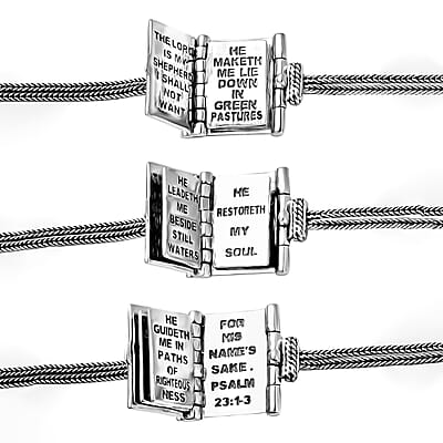D'Joy Black Oxidized Sterling Silver Openable Bible Cross Bracelet (6.50-8.0In) 14.75 Grams