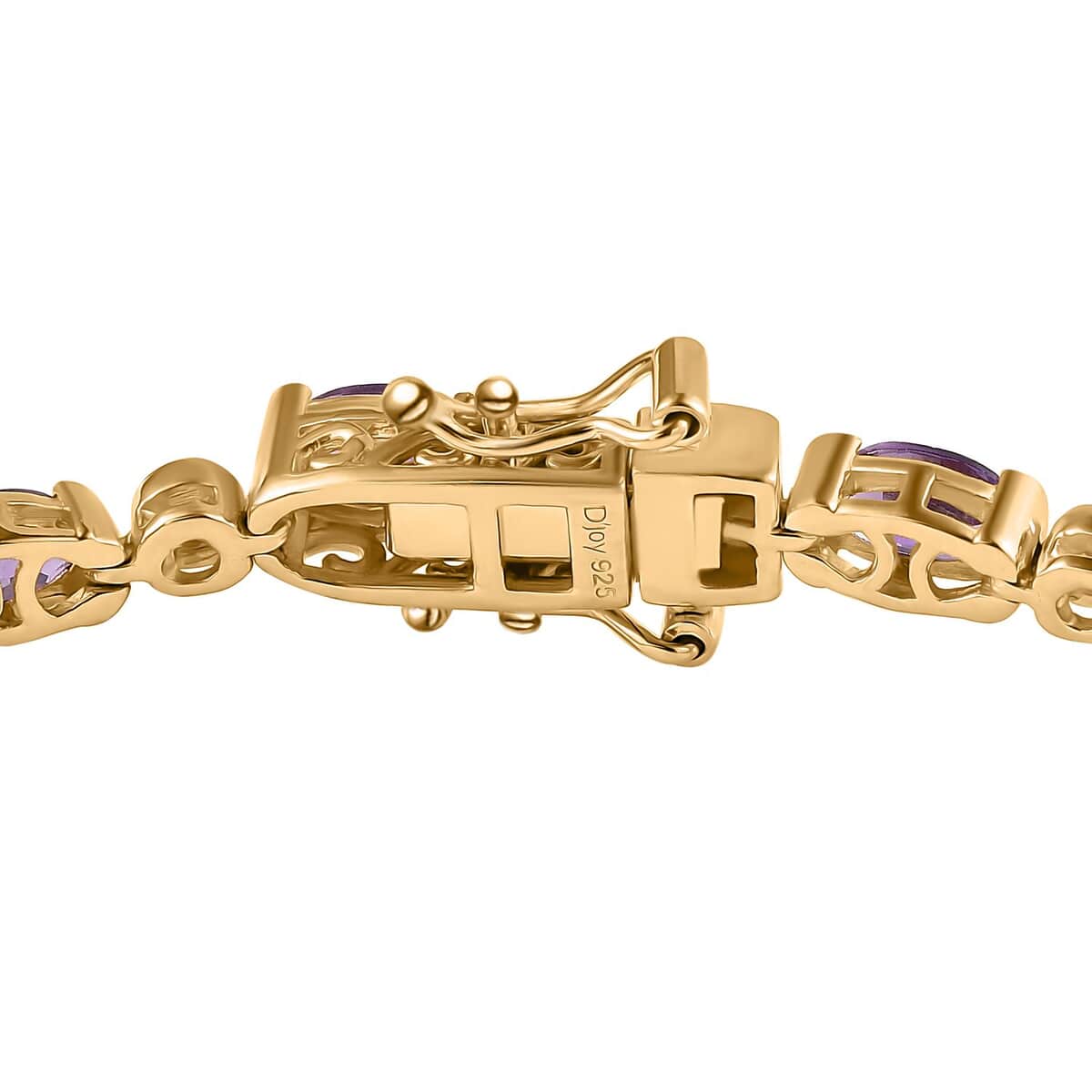 Uruguayan Amethyst and Moissanite Bracelet in Vermeil Yellow Gold Over Sterling Silver (8.00 In) 8.00 ctw image number 3