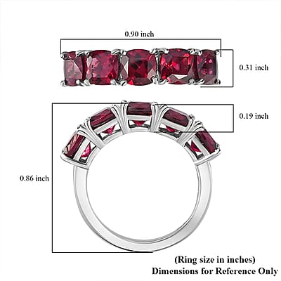 Tanzanian Wine Garnet 5 Stone Ring in Rhodium Over Sterling Silver (Size 10.0) 3.70 ctw