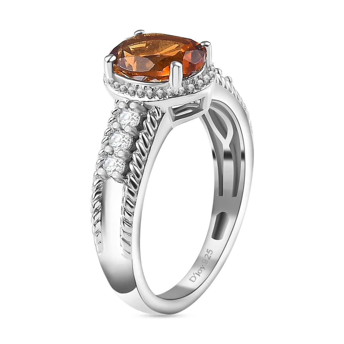 Santa Ana Madeira Citrine and White Zircon 1.30 ctw Elegance Ring in Rhodium Over Sterling Silver (Size 6.0) image number 3