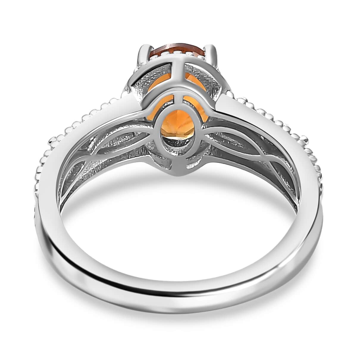 Santa Ana Madeira Citrine and White Zircon 1.30 ctw Elegance Ring in Rhodium Over Sterling Silver (Size 6.0) image number 4