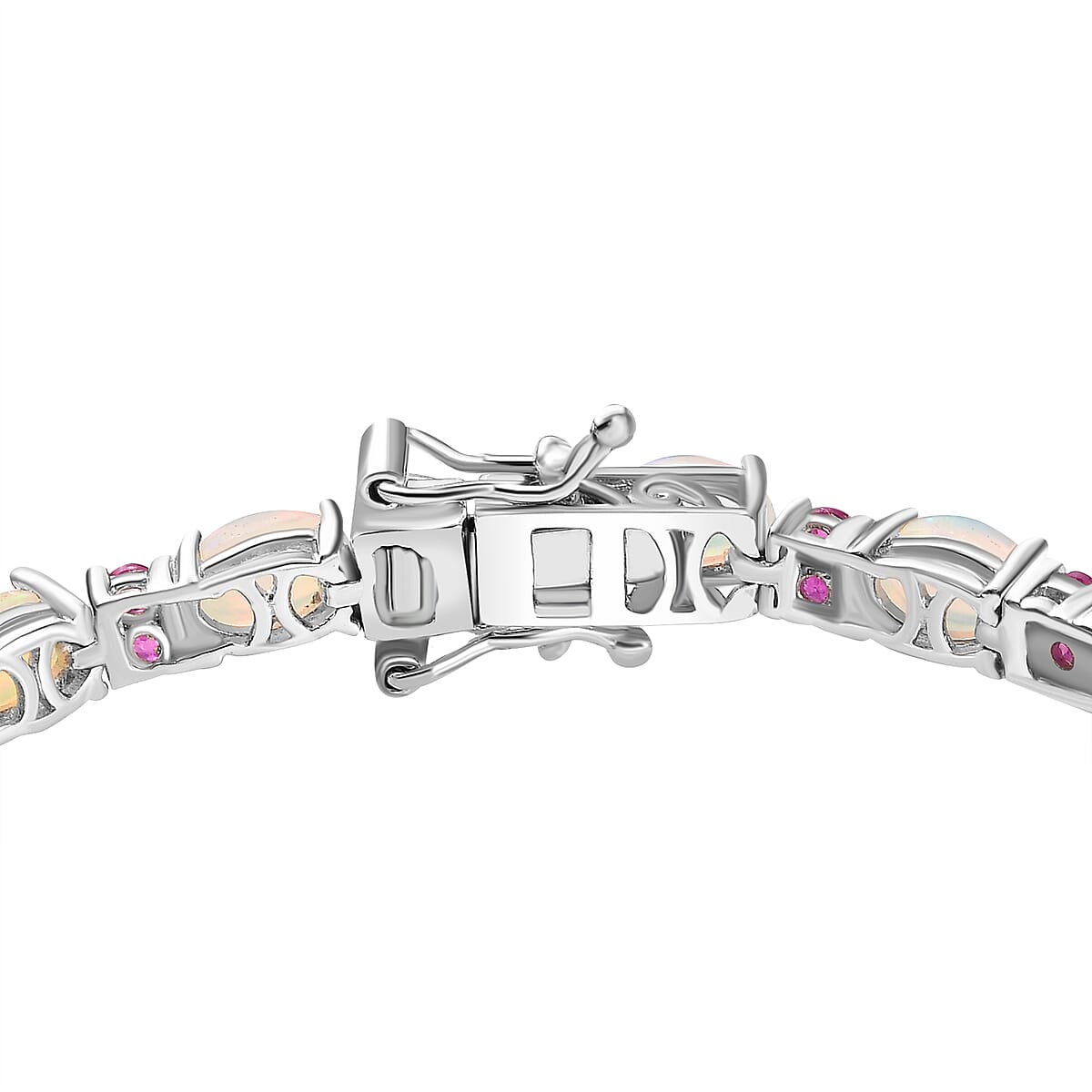 Premium Ethiopian Welo Opal and Niassa Ruby (FF) Bracelet in Platinum Over Sterling Silver (6.50 In) 7.90 ctw image number 3