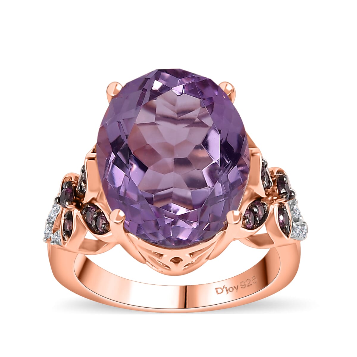 African Amethyst and Multi Gemstone 9.90 ctw Ring in 14K Vermeil Rose Gold Over Sterling Silver (Size 7.0) image number 0