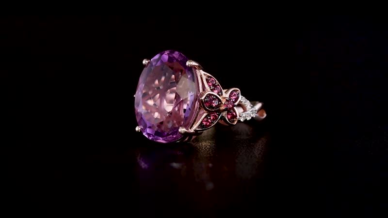 African Amethyst and Multi Gemstone 9.90 ctw Ring in 14K Vermeil Rose Gold Over Sterling Silver (Size 7.0)