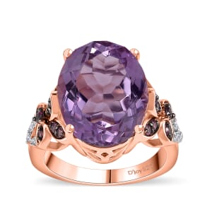 African Amethyst and Multi Gemstone 9.90 ctw Ring in 14K Vermeil Rose Gold Over Sterling Silver (Size 7.0)
