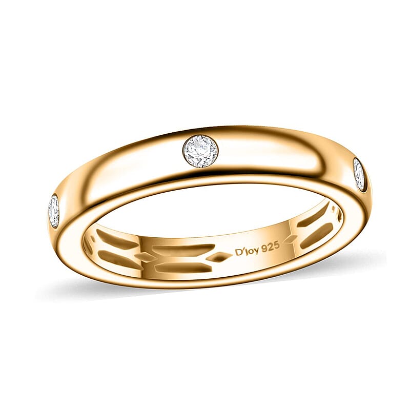 Moissanite Band Ring in 18K Vermeil Yellow Gold Over Sterling Silver (Size 10.0) 0.15 ctw