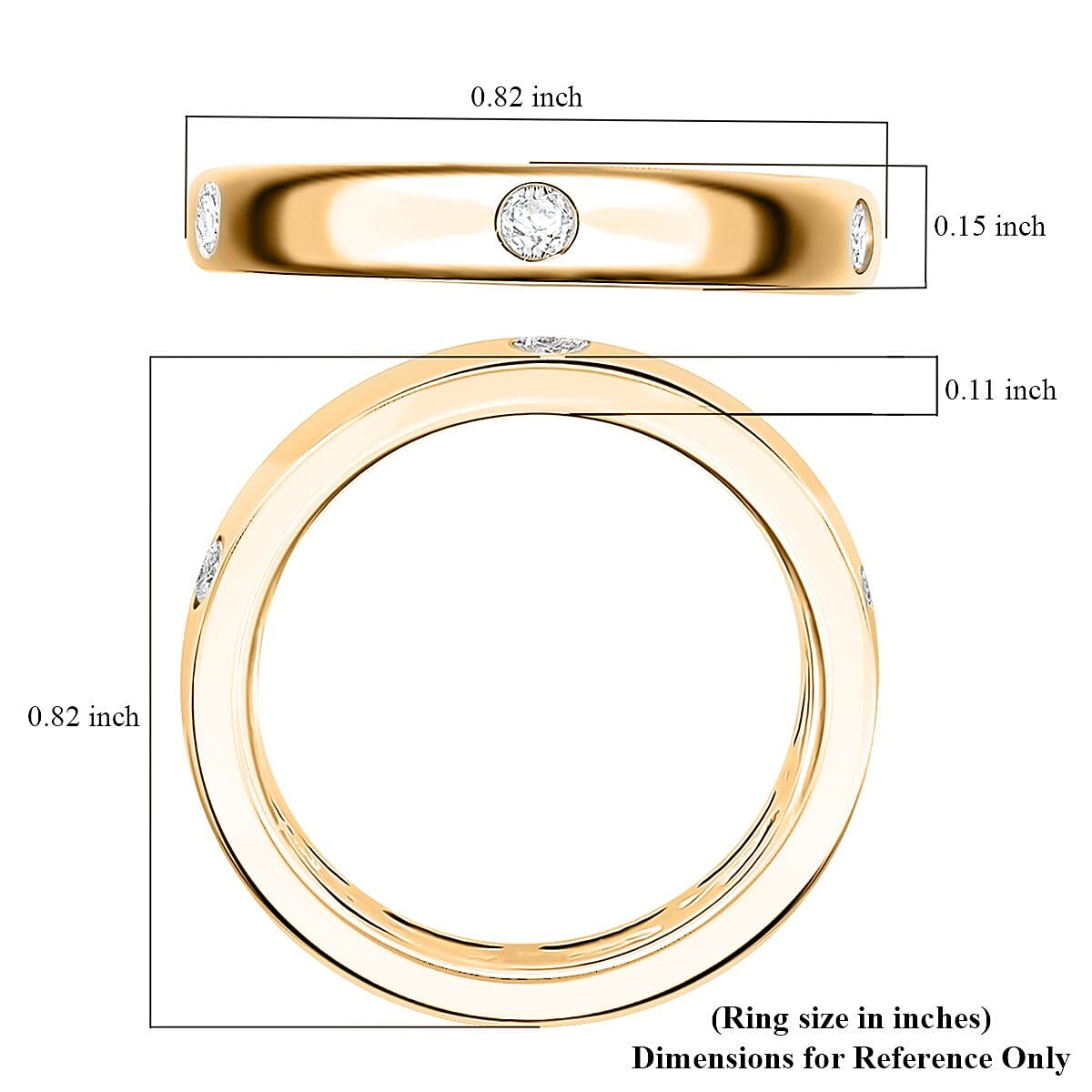 Moissanite Band Ring in 18K Vermeil Yellow Gold Over Sterling Silver (Size 10.0) 0.15 ctw