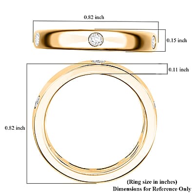 Moissanite Band Ring in 18K Vermeil Yellow Gold Over Sterling Silver (Size 10.0) 0.15 ctw