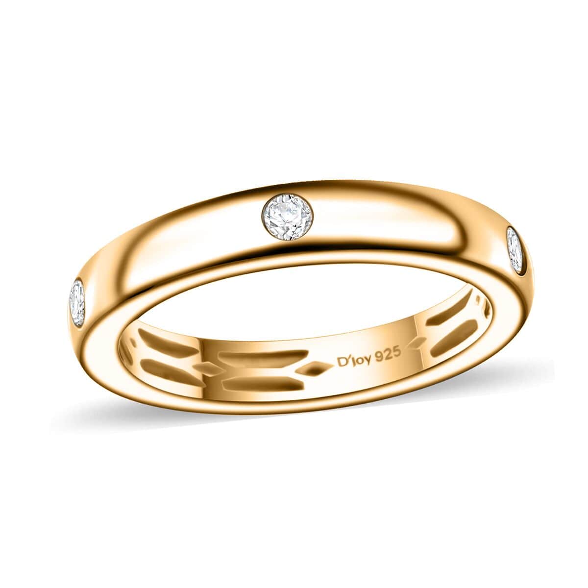 Moissanite Band Ring in 18K Vermeil Yellow Gold Over Sterling Silver (Size 6.0) 0.15 ctw image number 0