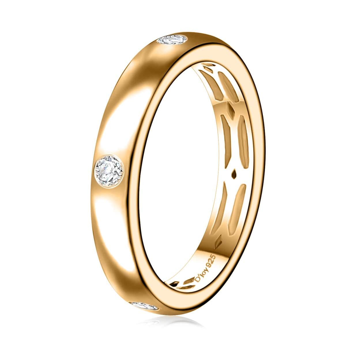 Moissanite Band Ring in 18K Vermeil Yellow Gold Over Sterling Silver (Size 6.0) 0.15 ctw image number 3