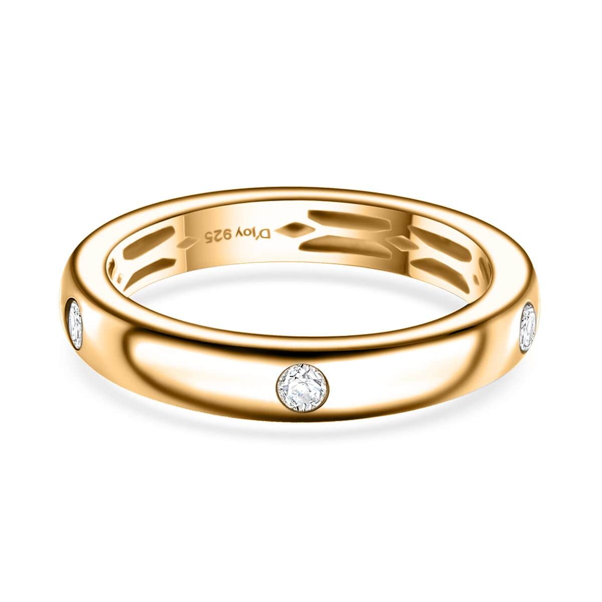 Moissanite Band Ring in 18K Vermeil Yellow Gold Over Sterling Silver (Size 6.0) 0.15 ctw image number 4
