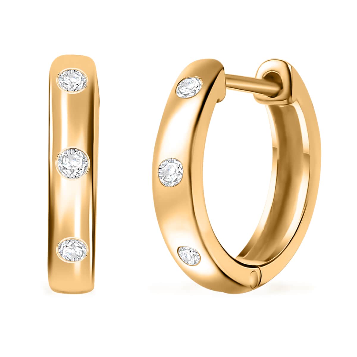 Moissanite Hoop Earrings in 18K Vermeil YG Over Sterling Silver 0.30 ctw image number 0