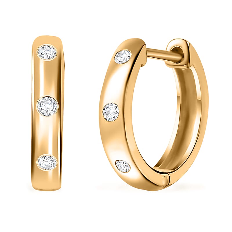 Moissanite Hoop Earrings in 18K Vermeil Yellow Gold Over Sterling Silver 0.30 ctw