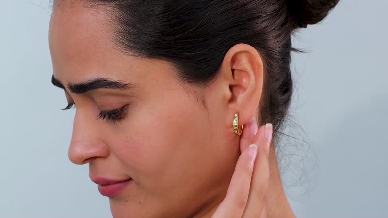 Moissanite Hoop Earrings in 18K Vermeil YG Over Sterling Silver 0.30 ctw