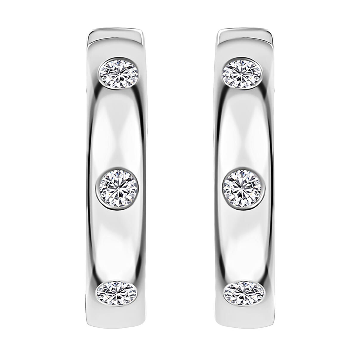 Moissanite Hoop Earrings in Rhodium Over Sterling Silver 0.25 ctw image number 0