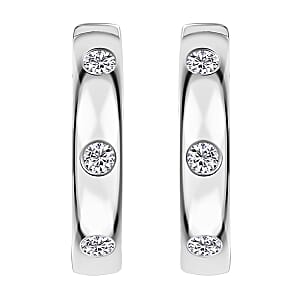 Moissanite Hoop Earrings in Rhodium Over Sterling Silver 0.25 ctw