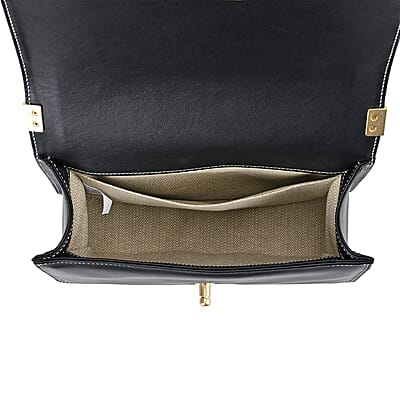 Grand Pelle Black with Solid Color Hand Engraving Flower Genuine Leather Crossbody Flap Bag with Long Strap 51.1