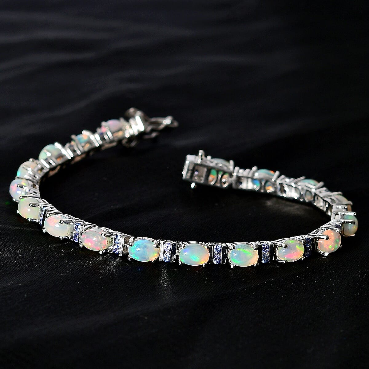 Premium Ethiopian Welo Opal and Tanzanite Bracelet in Platinum Over Sterling Silver (6.50 In) 6.80 ctw image number 1