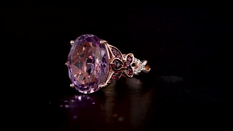Premium Rose De France Amethyst, Multi Gemstone Ring in Vermeil RG Over Sterling Silver (Size 10.0) 9.60 ctw