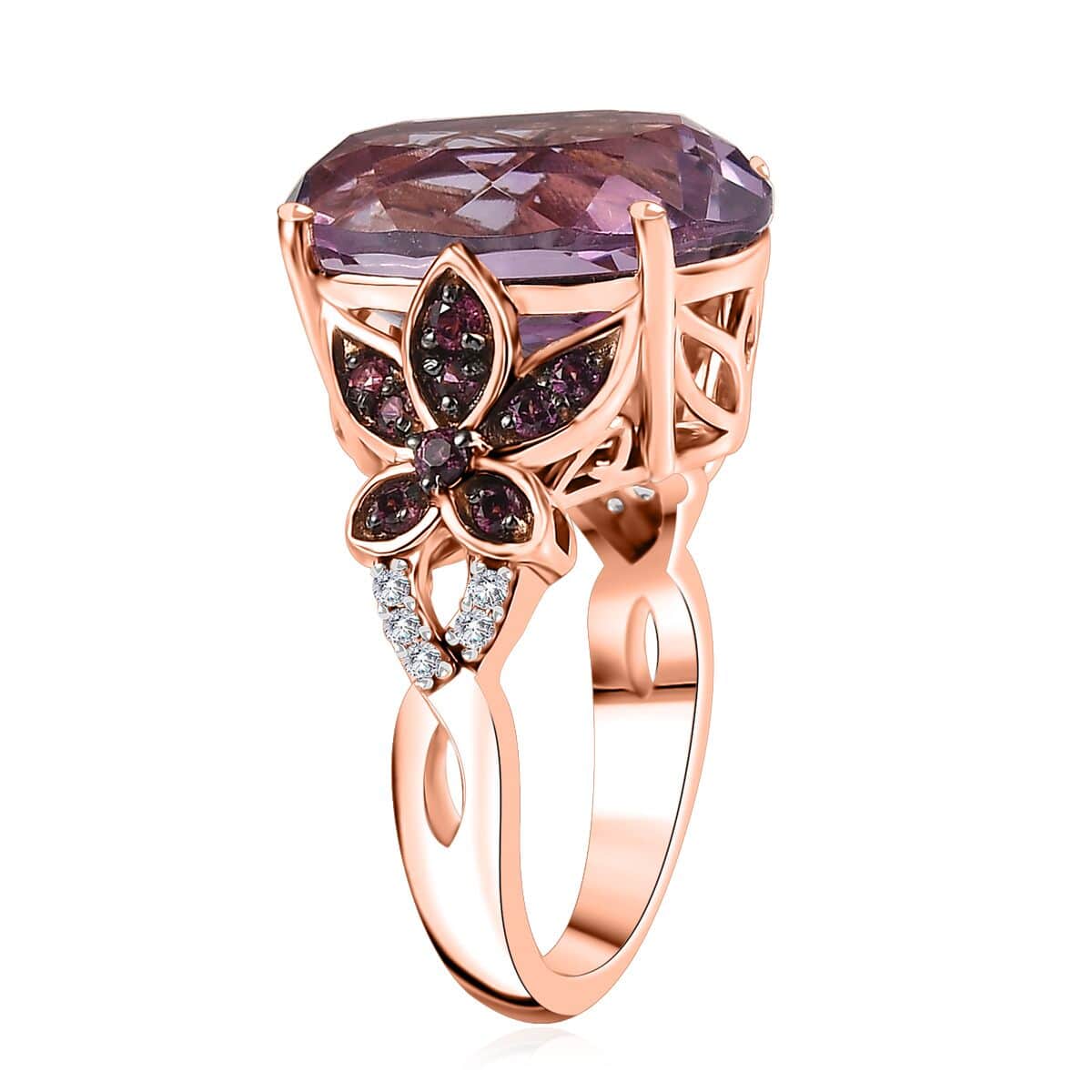 Premium Rose De France Amethyst, Multi Gemstone Ring in Vermeil RG Over Sterling Silver (Size 10.0) 9.60 ctw image number 3