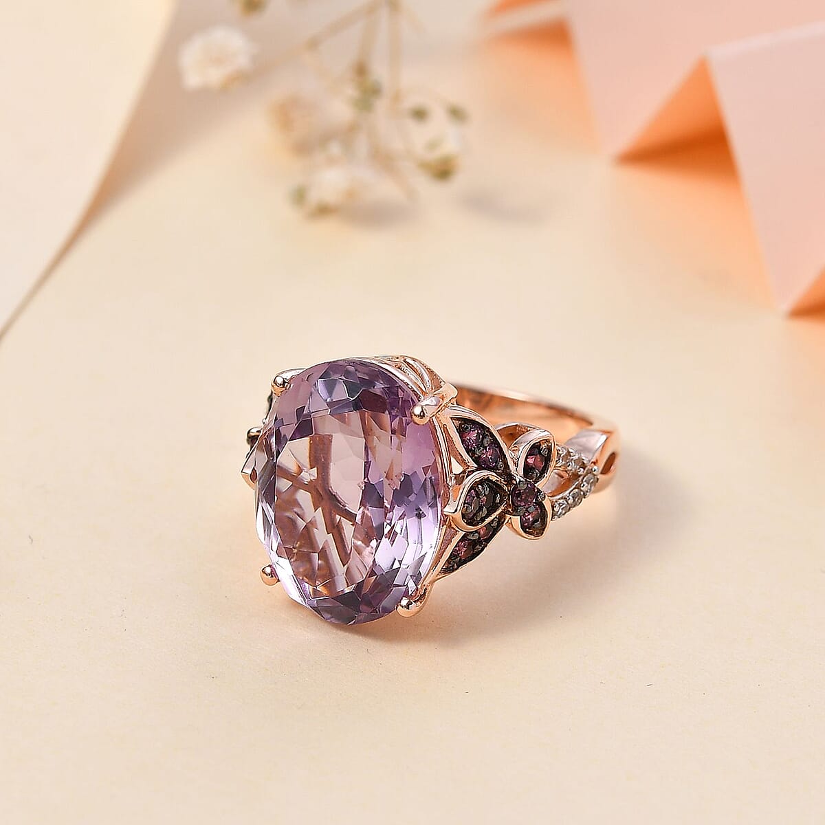 Premium Rose De France Amethyst and Multi Gemstone Ring in Vermeil Rose Gold Over Sterling Silver (Size 9.0) 9.60 ctw image number 1