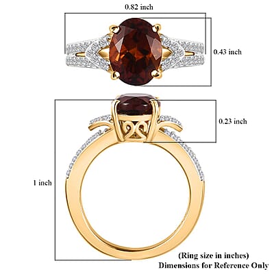 Brazilian Cherry Citrine and White Zircon Ring in Vermeil Yellow Gold Over Sterling Silver (Size 10.0) 2.00 ctw