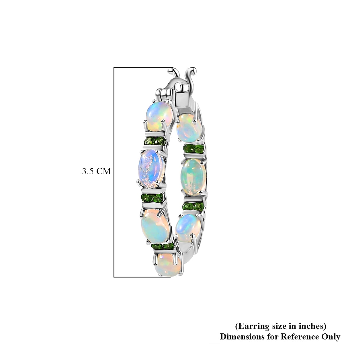 Premium Ethiopian Welo Opal and Chrome Diopside Inside Out Hoop Earrings in Platinum Over Sterling Silver 0.90 ctw
