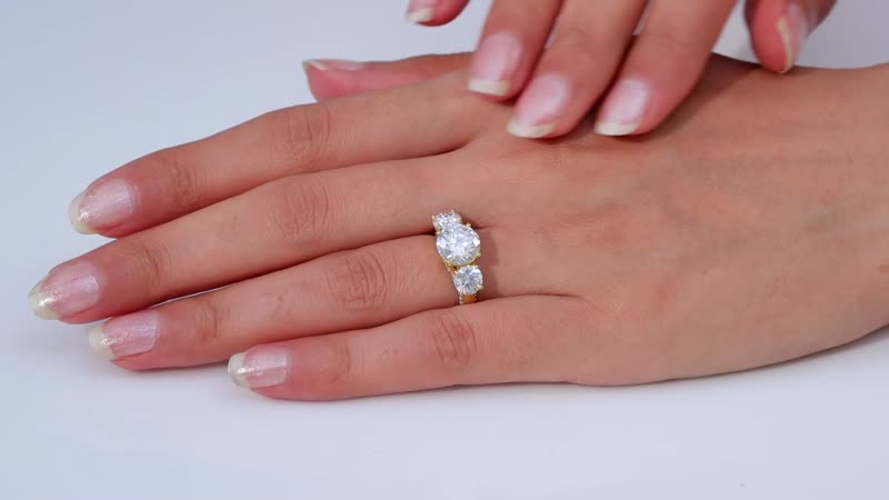 Moissanite Ring in 18K Vermeil YG Over Sterling Silver (Size 10.0) 4.30 ctw